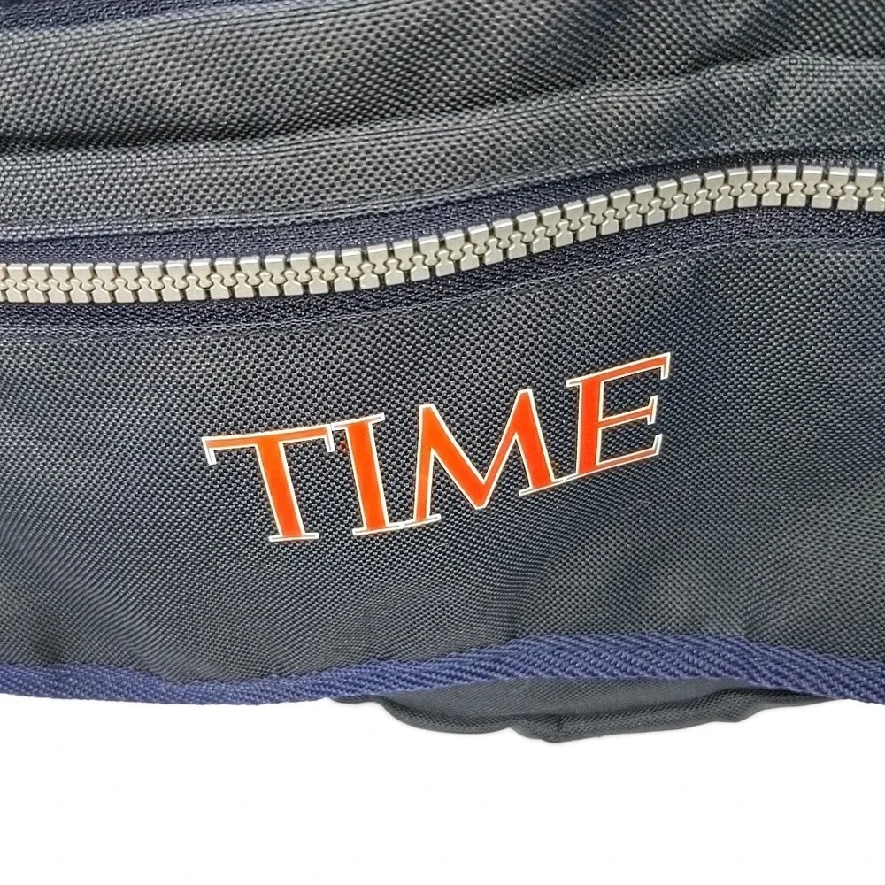 VTG 90s TIME Magazine Promo Messenger Bag Shoulder Tote Blue Nylon Travel Gym